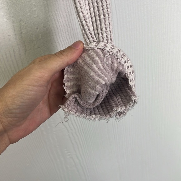 Free People - Colt Lavender Cream Stonewashed Waffle Long Sleeve Henley Tee SZ S - Picture 5 of 10